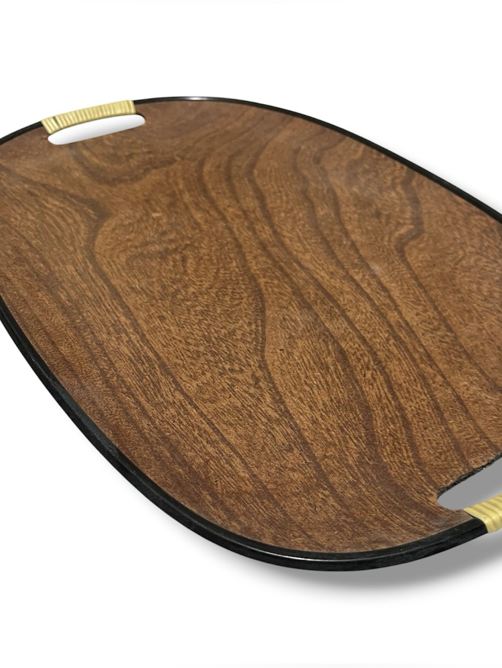 Vintage faux wood Mid Century Modern Lacquerware oval serving Tray - Picture 5 of 5
